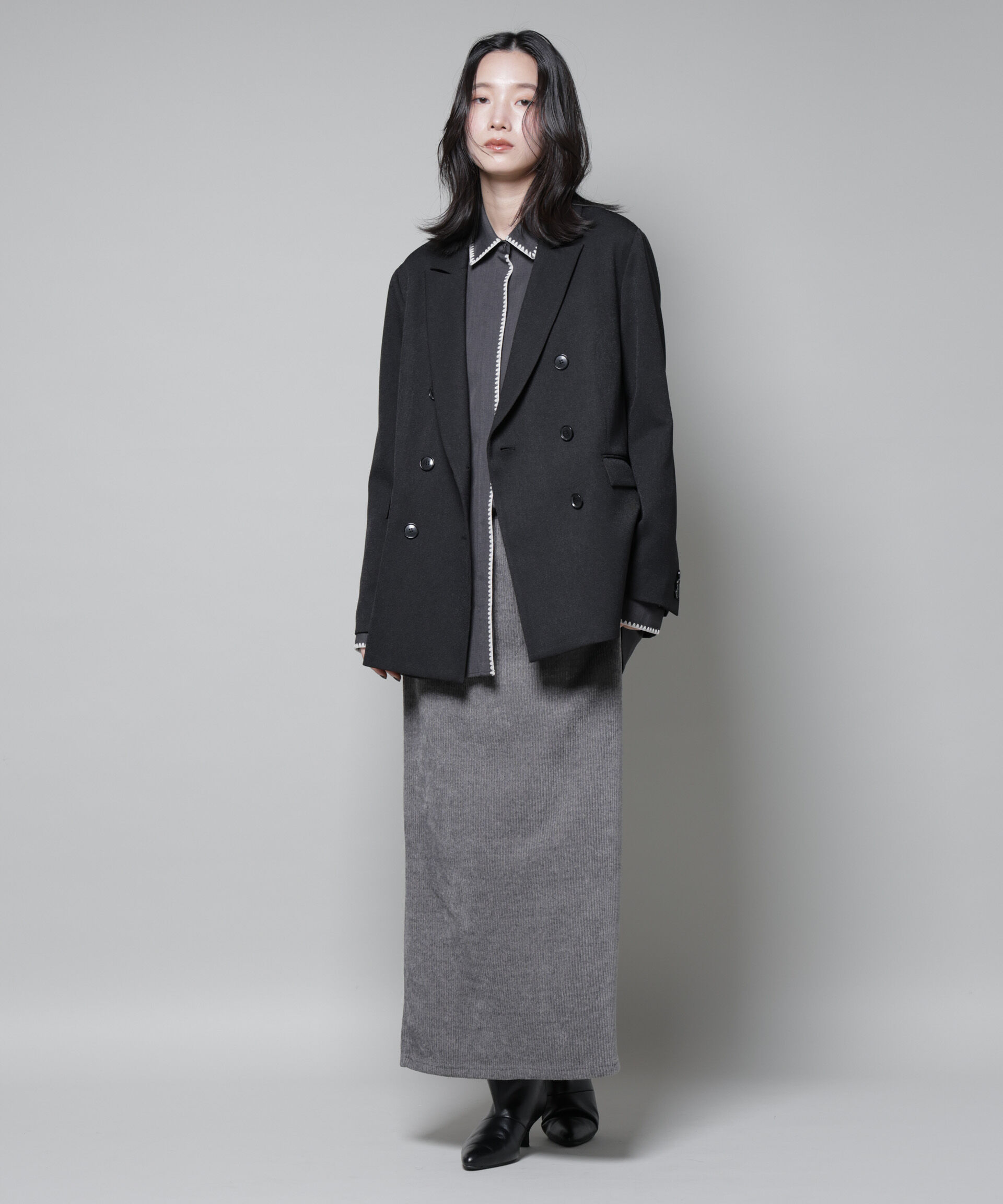 nano･universe「起毛リブカットタイトロングスカート」|スカート|