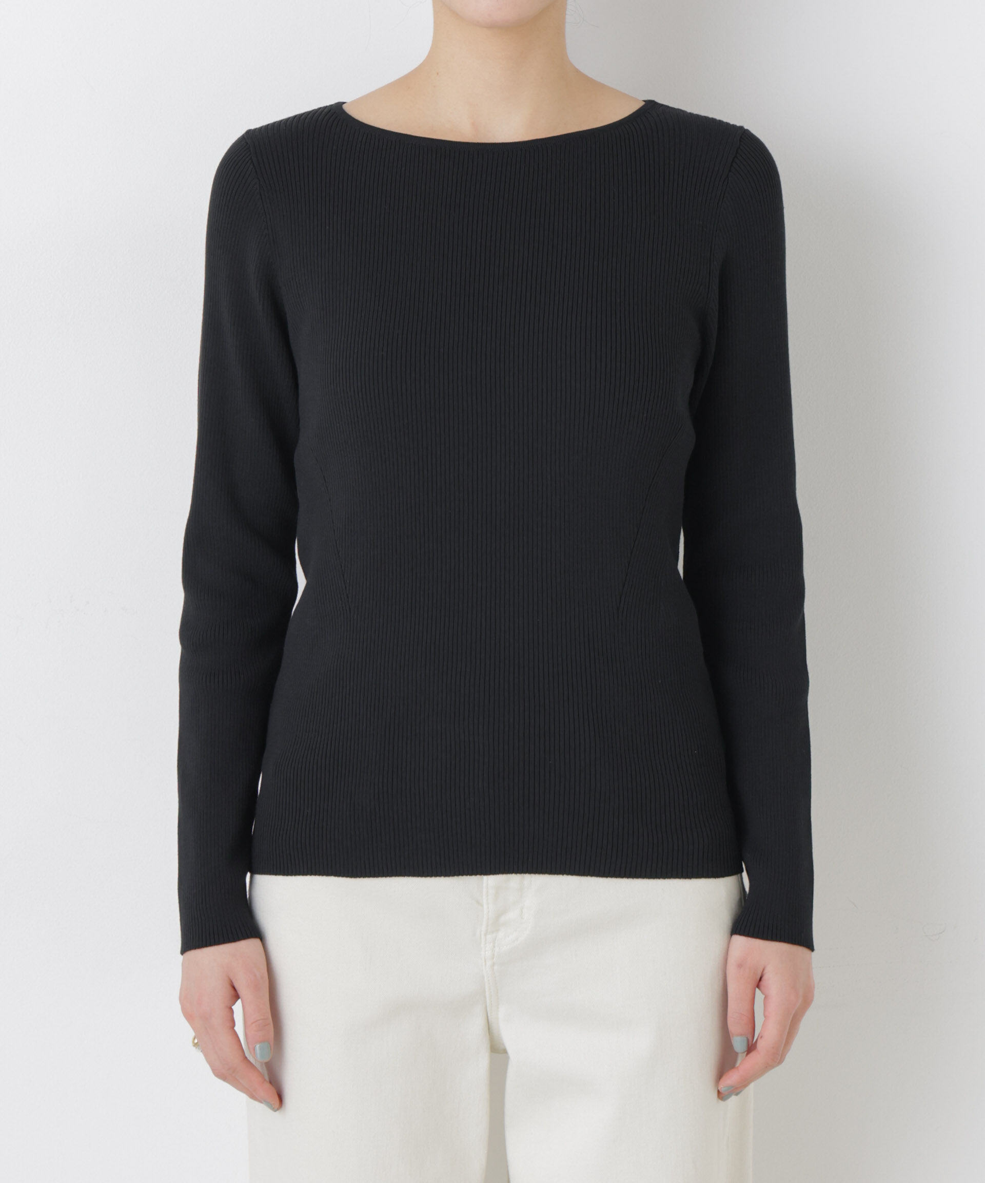 nano･universe「ウォッシャブルハイツイストボートネックリブニット」|ニット・セーター|