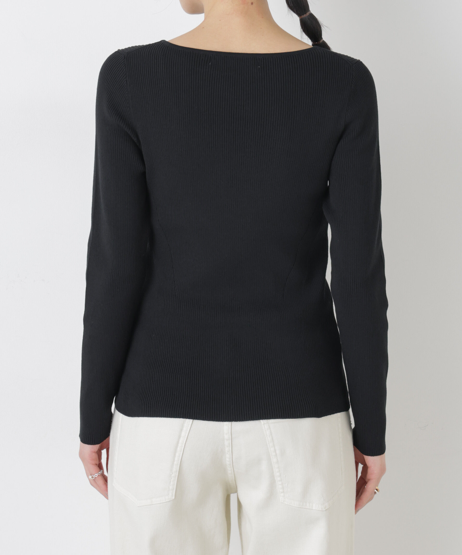 nano･universe「ウォッシャブルハイツイストボートネックリブニット」|ニット・セーター|