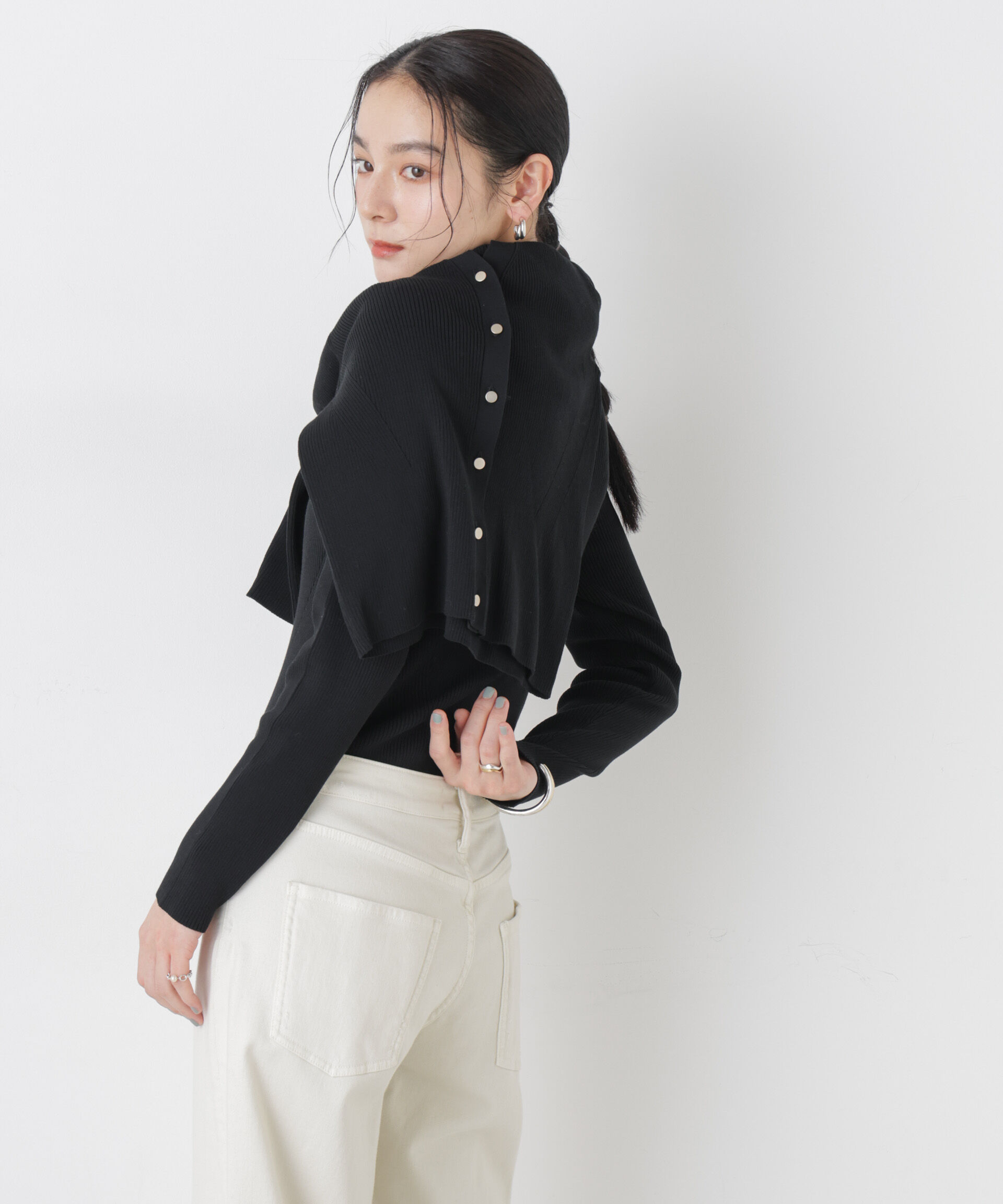 nano･universe「ウォッシャブルハイツイストボートネックリブニット」|ニット・セーター|