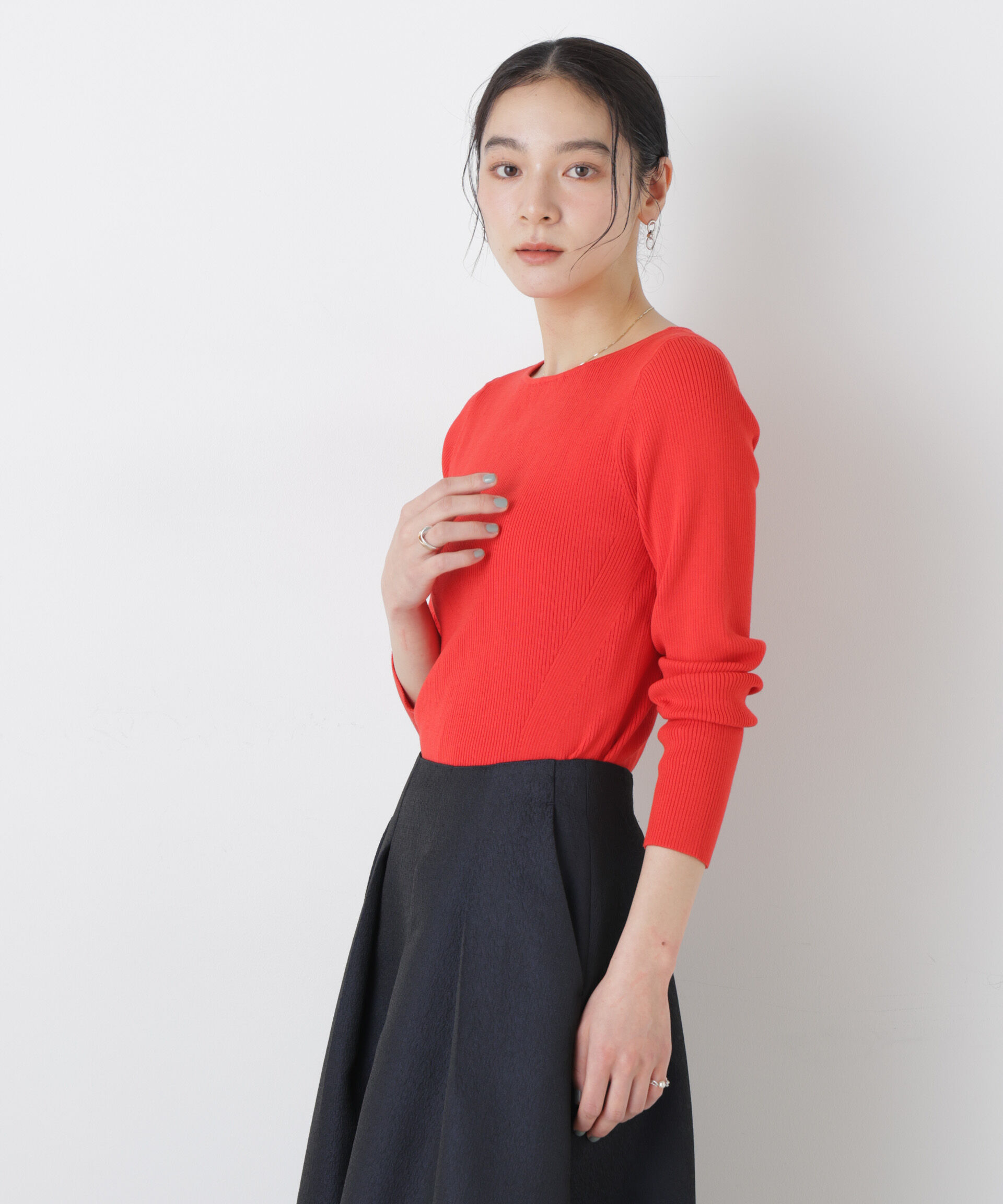 nano･universe「ウォッシャブルハイツイストボートネックリブニット」|ニット・セーター|