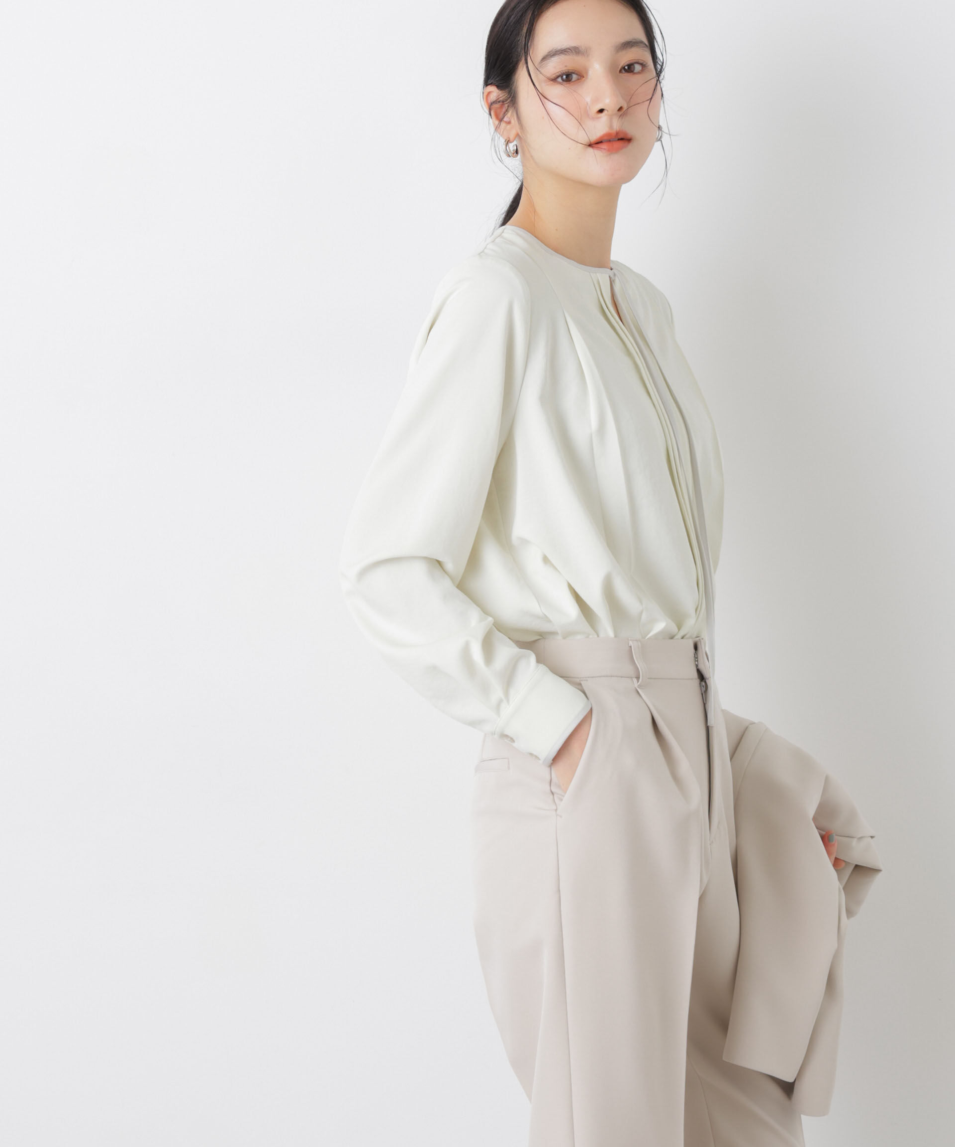 nano･universe「タックリボンブラウス」|シャツ・ブラウス|