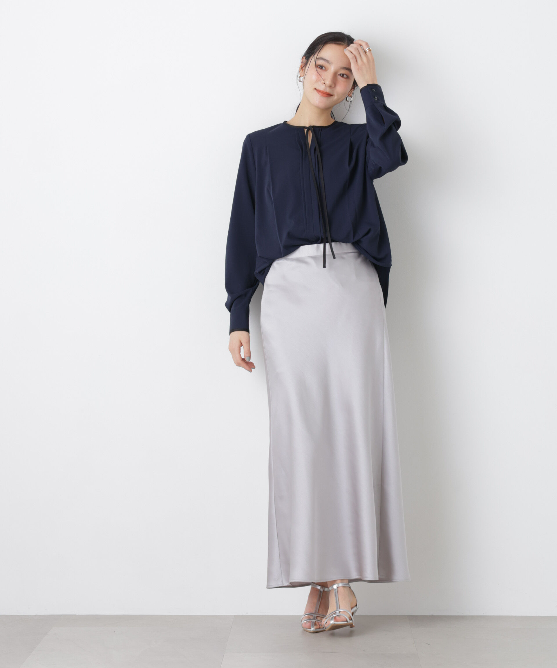 nano･universe「タックリボンブラウス」|シャツ・ブラウス|