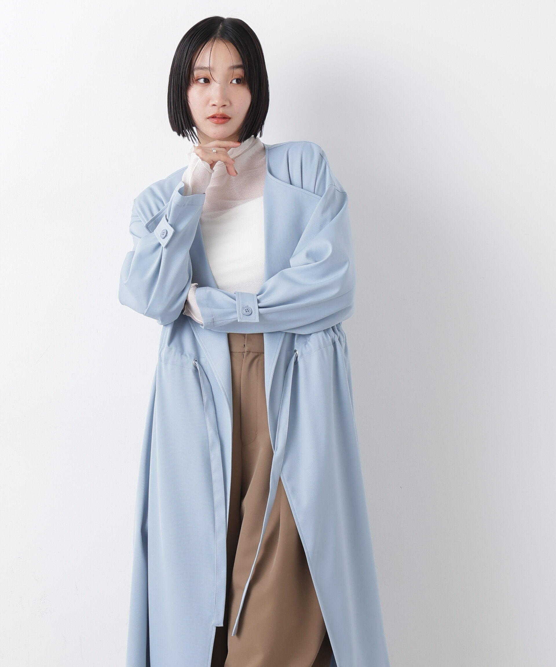 nano･universe「撥水&花粉ガード ドロストノーカラーコート」|その他|