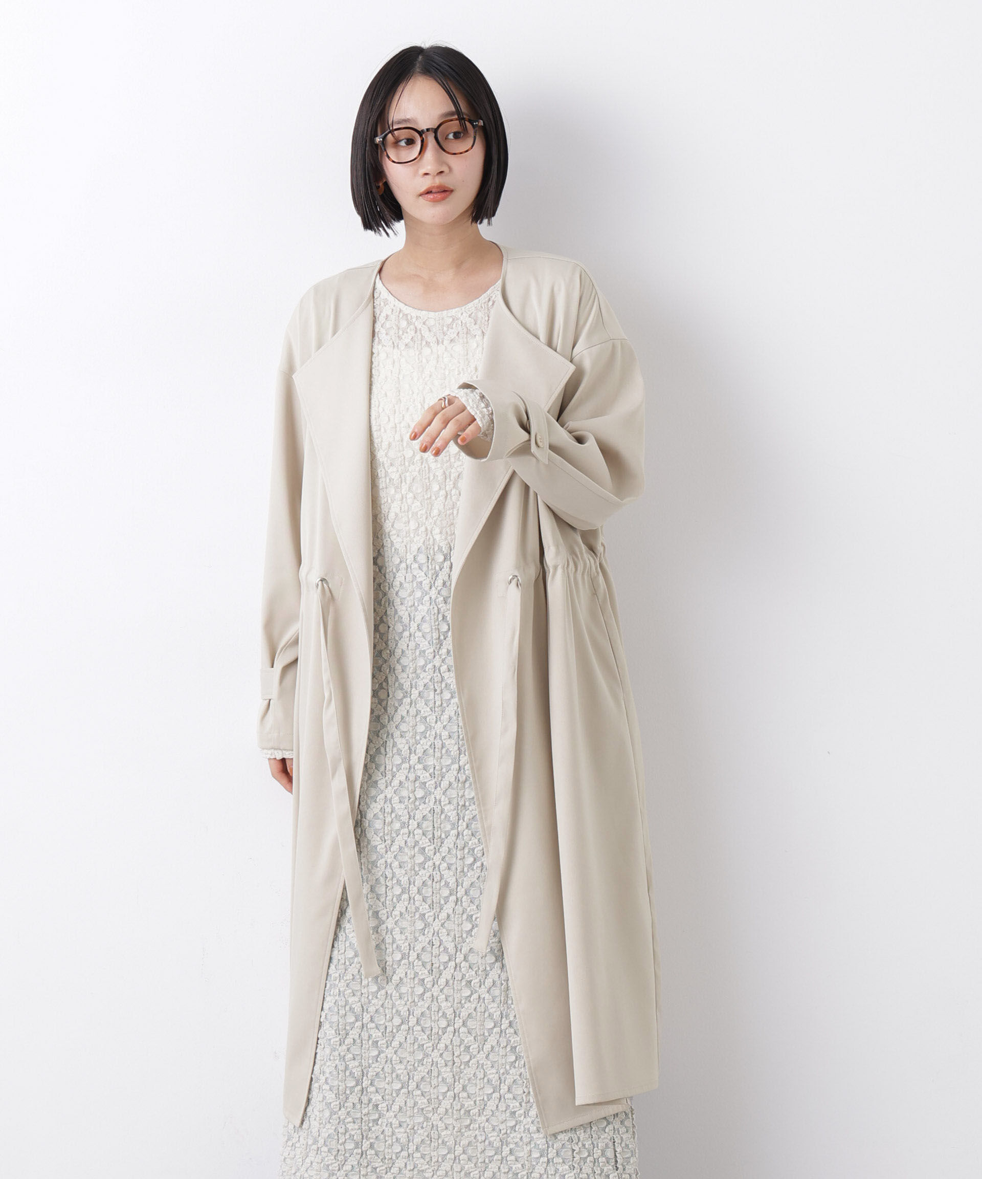 nano･universe「撥水&花粉ガード ドロストノーカラーコート」|その他|