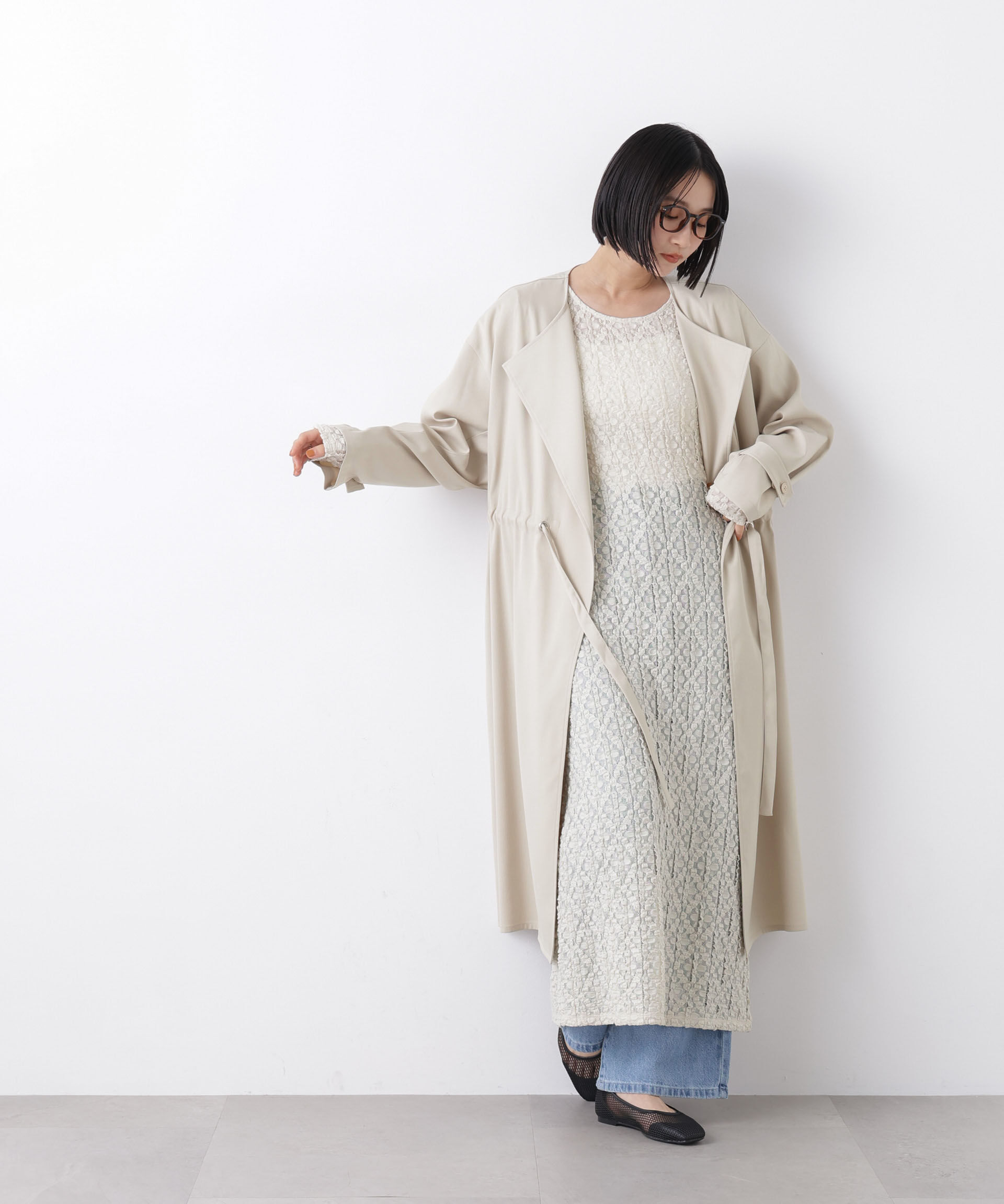 nano･universe「撥水&花粉ガード ドロストノーカラーコート」|その他|