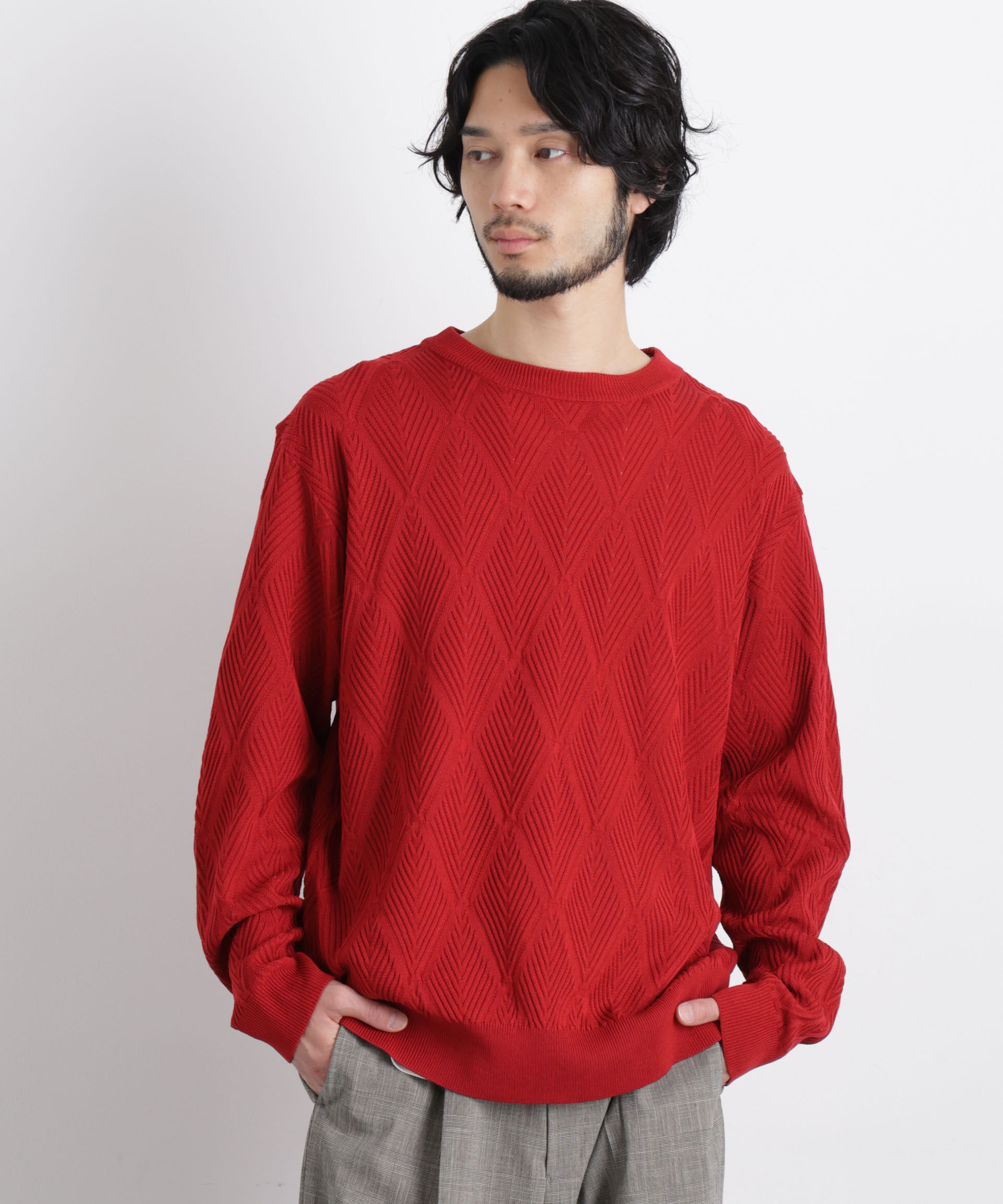 nano･universe「ハイツイストテクスチャーニット」|ニット・セーター|