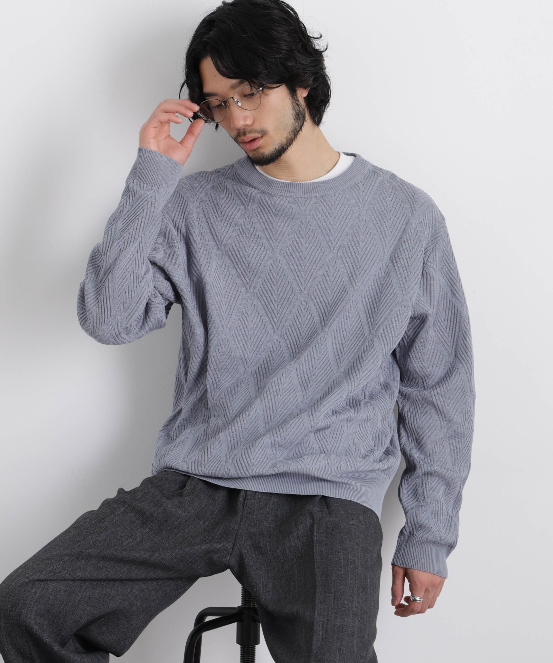 nano･universe「ハイツイストテクスチャーニット」|ニット・セーター|