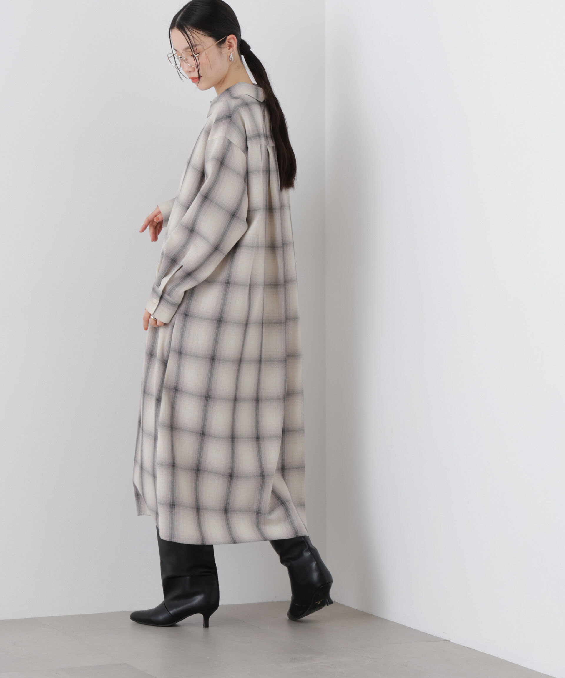 nano･universe「オンブレーツイルチェックシャツワンピース」|ワンピース|