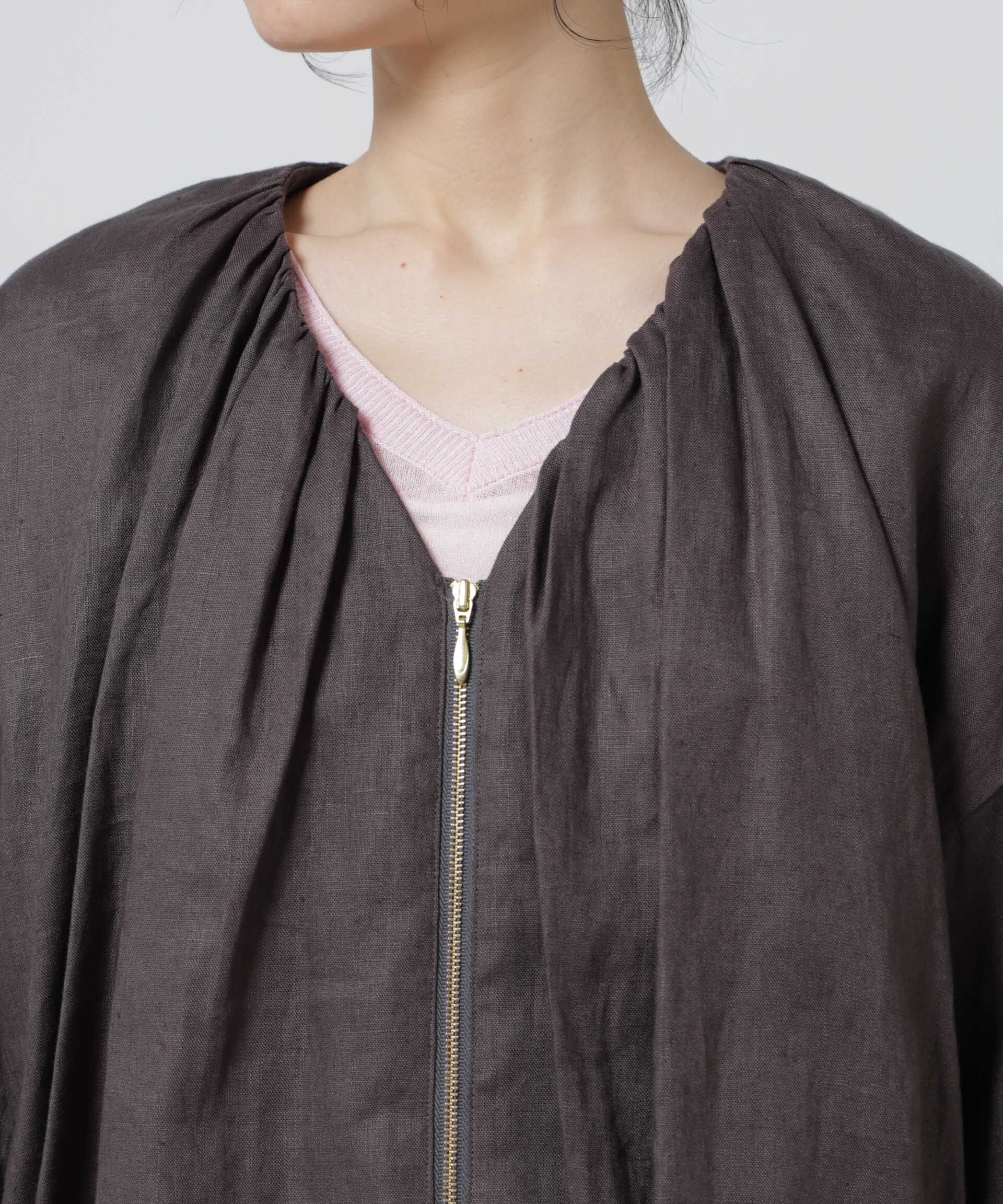 nano･universe「European Flax ギャザーバルーンブルゾン(セットアップ可)」|テーラードジャケット|