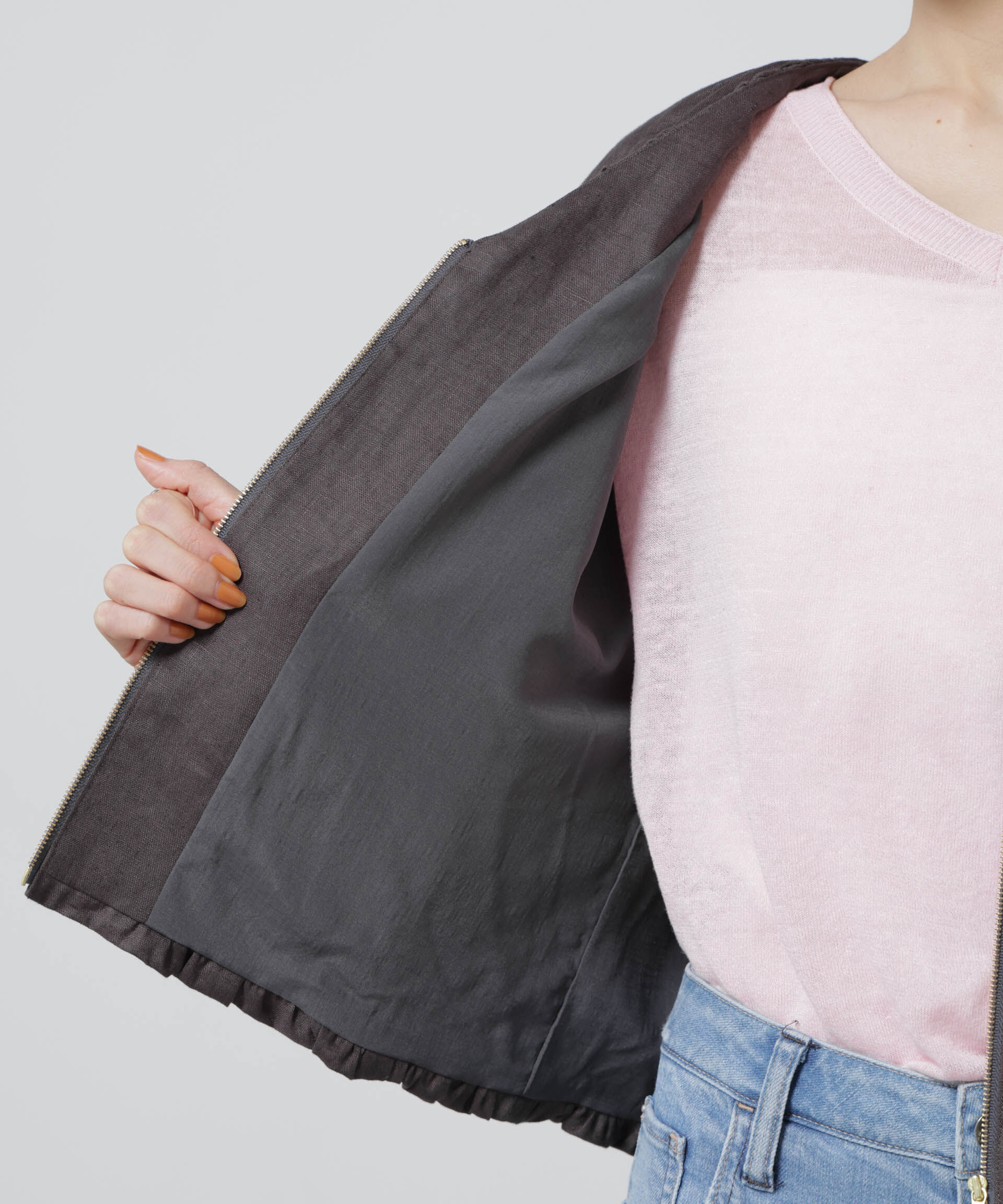 nano･universe「European Flax ギャザーバルーンブルゾン(セットアップ可)」|テーラードジャケット|