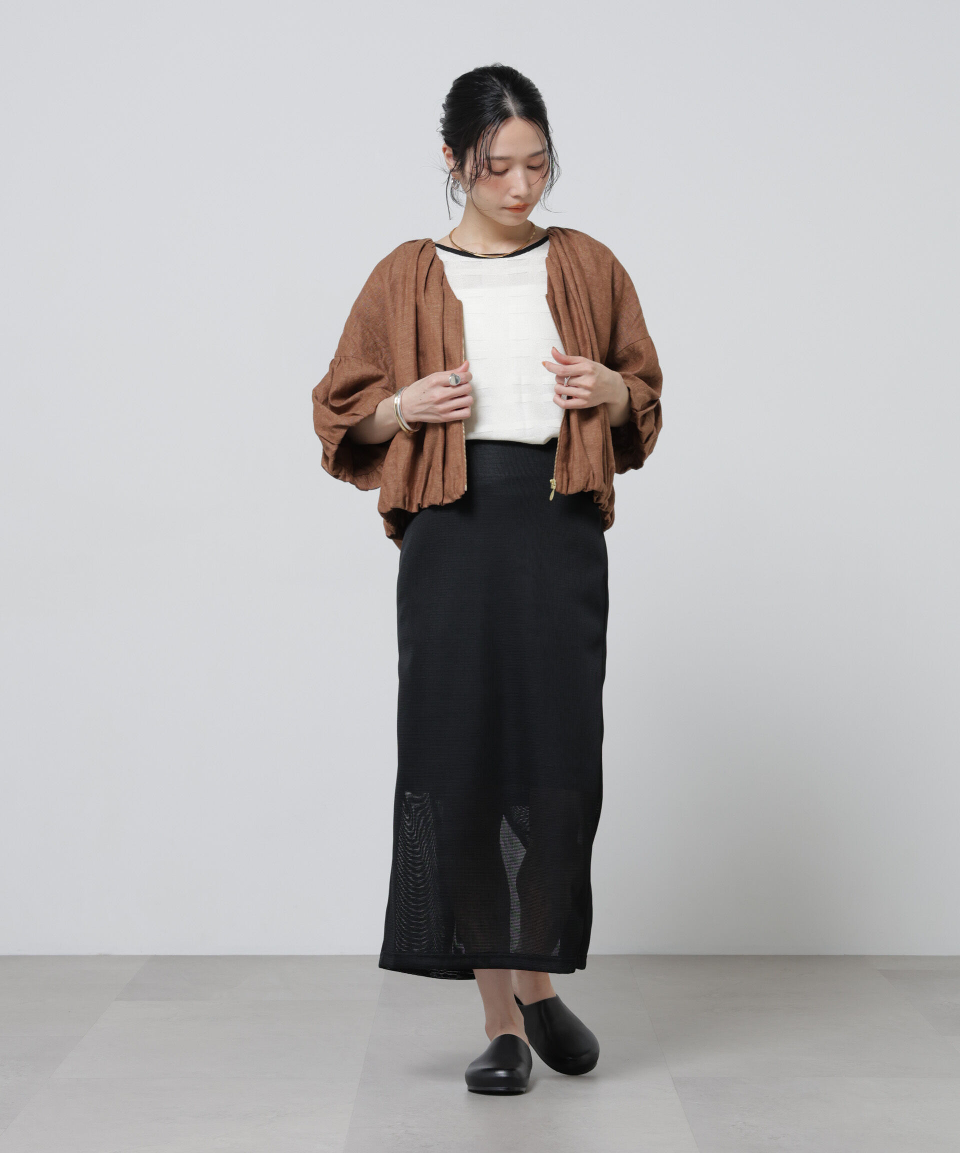 nano･universe「European Flax ギャザーバルーンブルゾン(セットアップ可)」|テーラードジャケット|