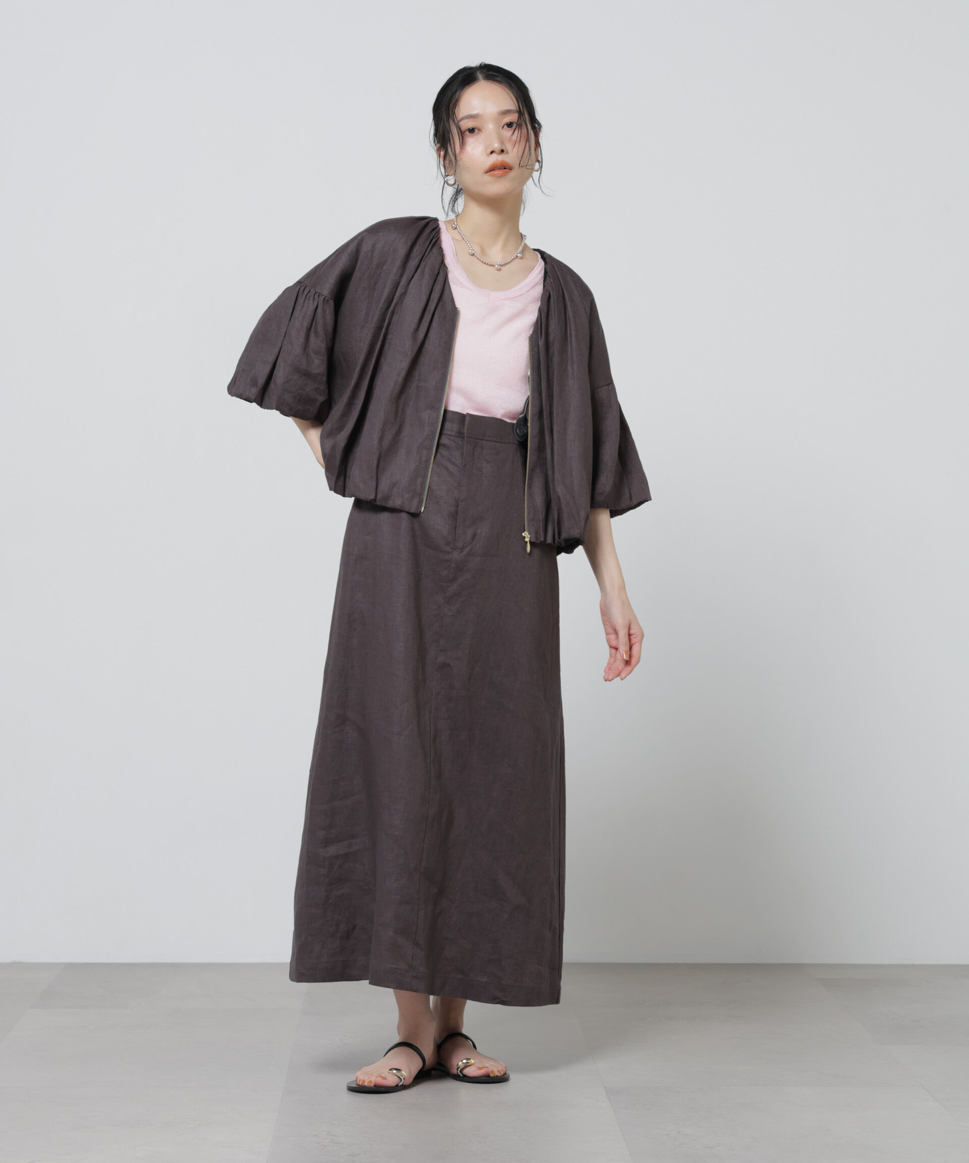 nano･universe「European Flax サスペンダー付きスカート(セットアップ可)」|スカート|