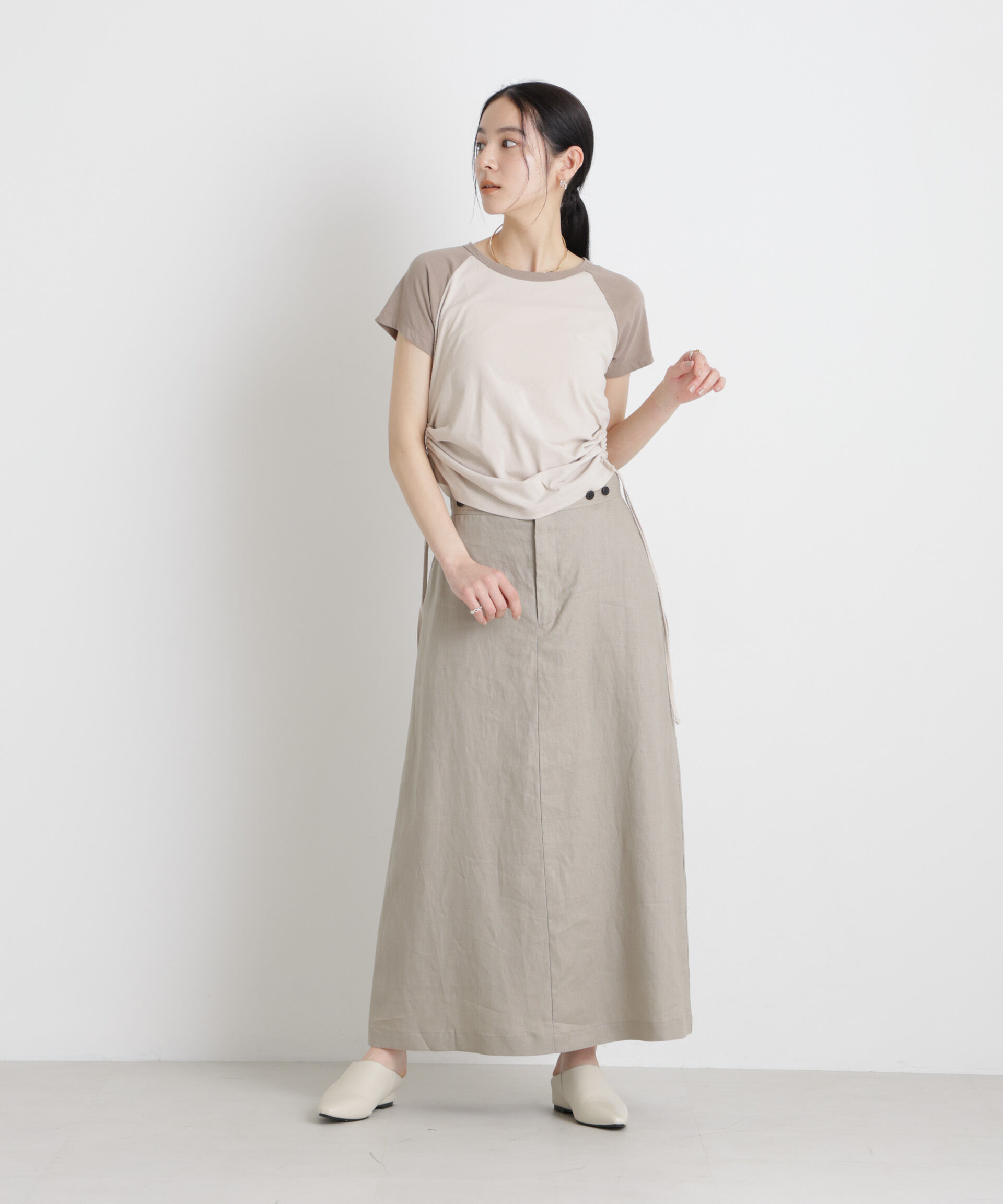 nano･universe「European Flax サスペンダー付きスカート(セットアップ可)」|スカート|