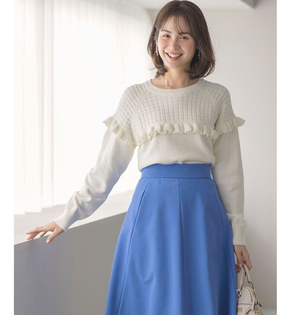 組曲「バスケット編みフリル ニット」|ニット・セーター|アイボリー系