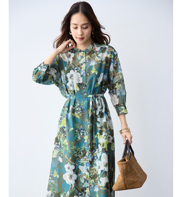 自由区「【SHIHOさん着用】ボタニカルプリント ワンピース」|ワンピース|ターコイズ系