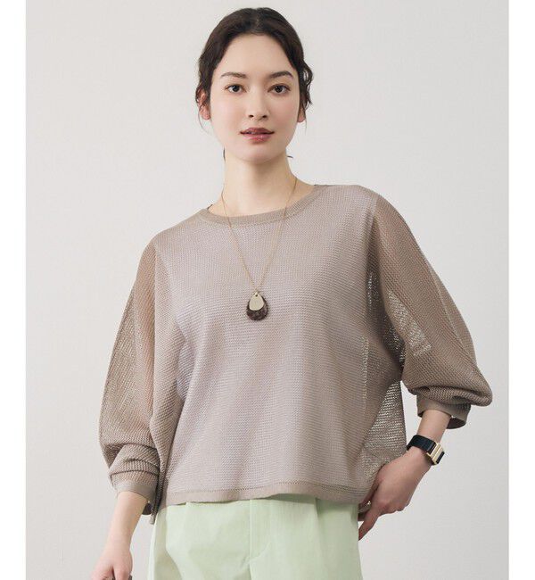 自由区「ライトメッシュ プルオーバー」|ニット・セーター|ベージュ