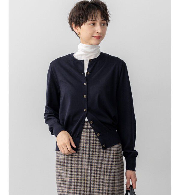 23区「【洗える】サステナブルウール ベーシック カーディガン」|カーディガン|ネイビー系