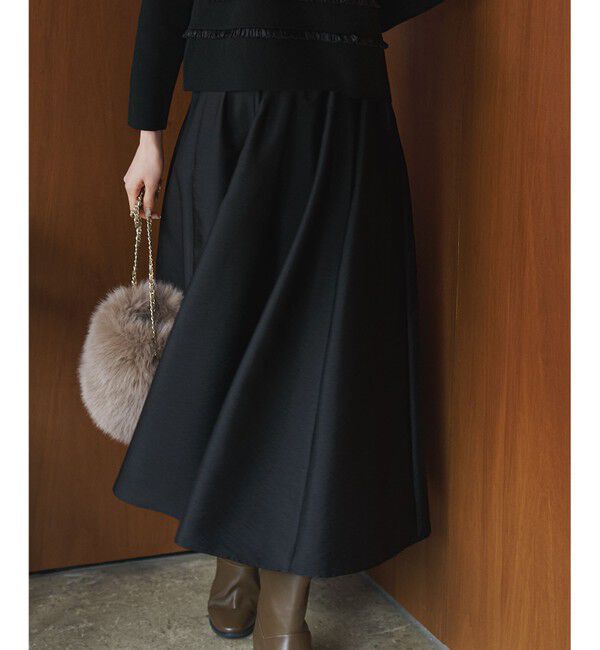 23区「【洗える】フルーフィーツイル フレア スカート」|スカート|ブラック系