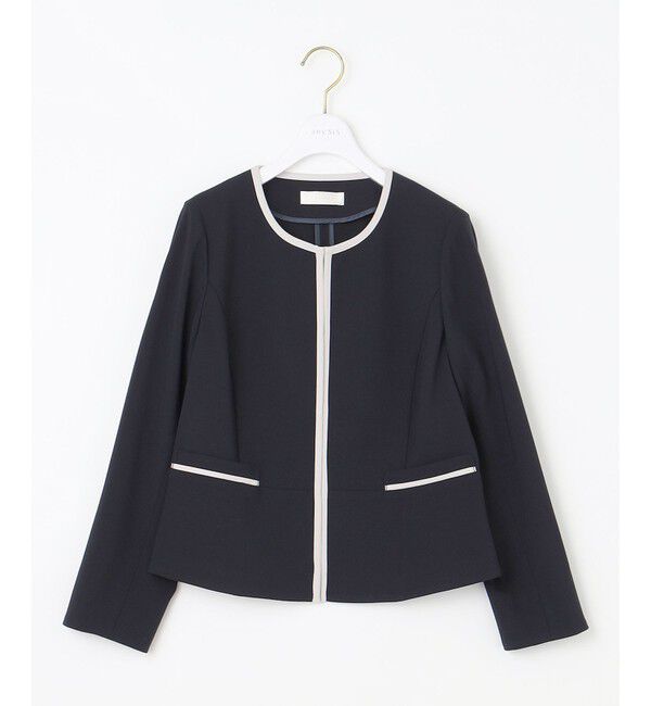 ANY SIS「【洗える】バイカラードビー ジャケット」|ノーカラージャケット|