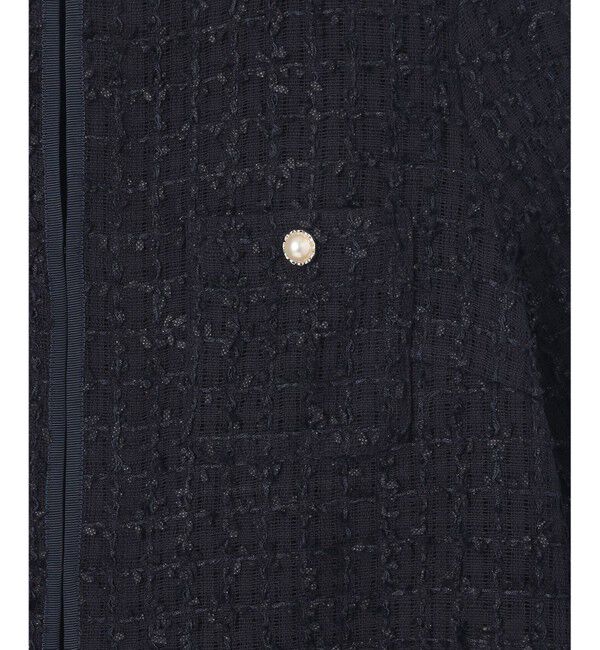 ANY SIS「リボンヤーンシアーツイード ジャケット」|ノーカラージャケット|