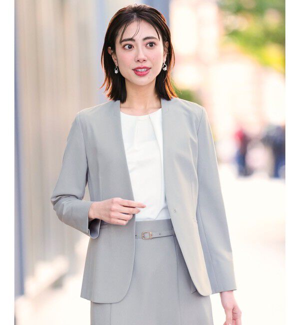 ANY SIS「スマートビューティストレッチカラーレス ジャケット」|ノーカラージャケット|