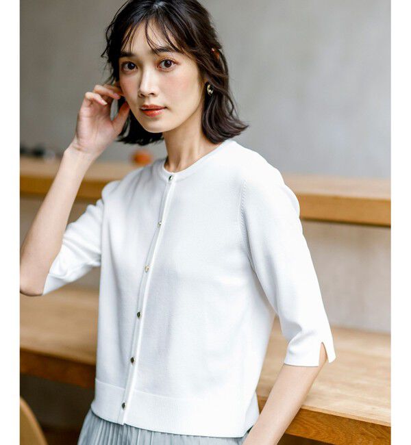 ANY SIS「【アイスタッチ】ハーフスリーブ カーディガン」|カーディガン|オフ