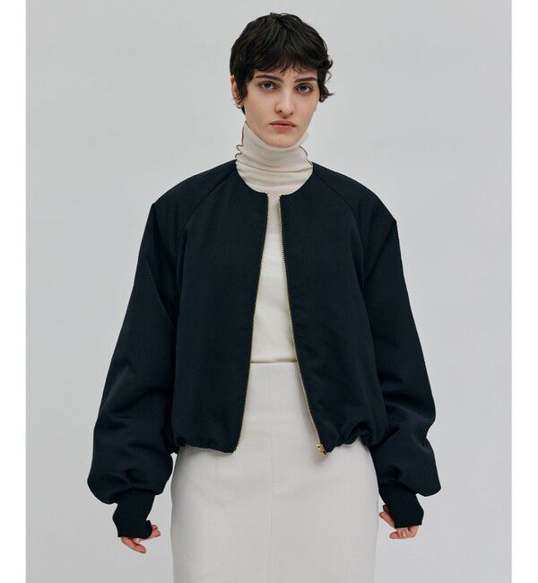 BEIGE,「NIQUET / ノーカラーブルゾン」|ブルゾン・スタジャン|Black