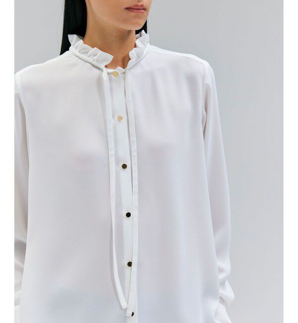 BEIGE,「【洗える】STOW / フリルタイブラウス」|シャツ・ブラウス|