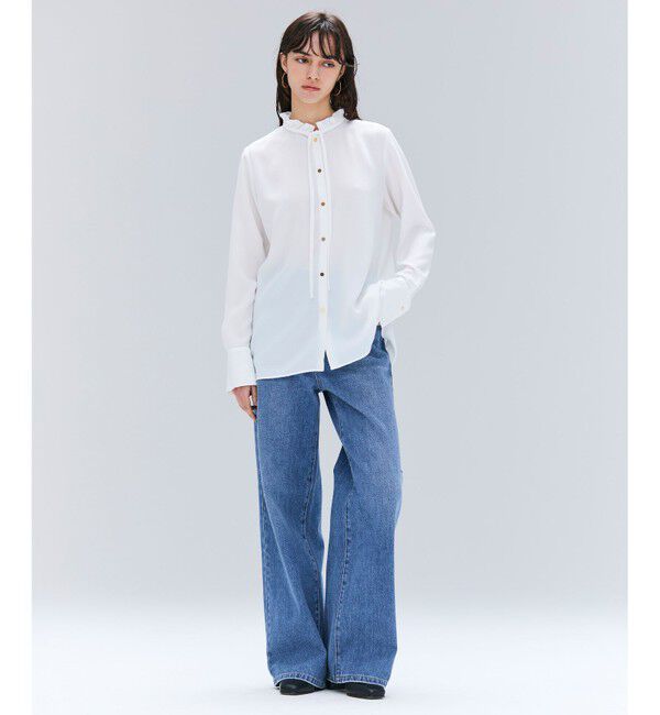 BEIGE,「【洗える】STOW / フリルタイブラウス」|シャツ・ブラウス|