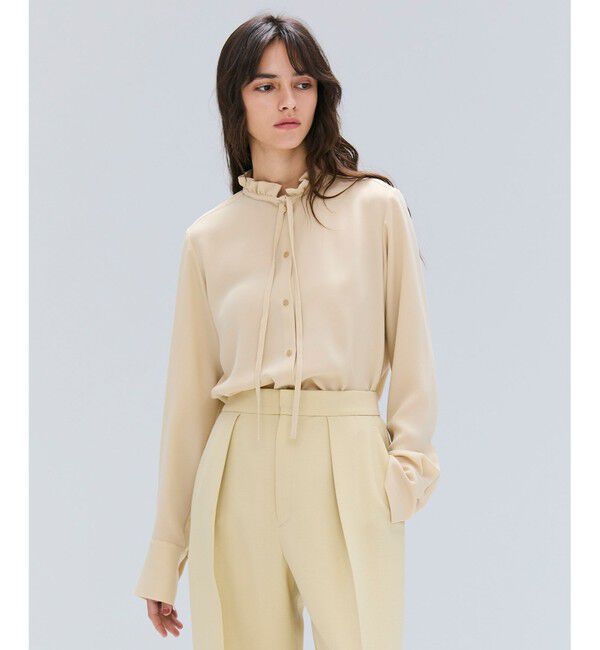 BEIGE,「【洗える】STOW / フリルタイブラウス」|シャツ・ブラウス|Mustard
