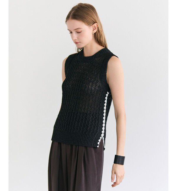 BEIGE,「ATACAM / テープヤーン ノースリーブニット」|ニット・セーター|Black