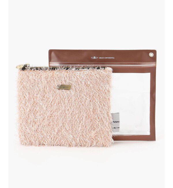 GRACE CONTINENTAL「Fabricフラットポーチ-AW」|ポーチ|ピンク