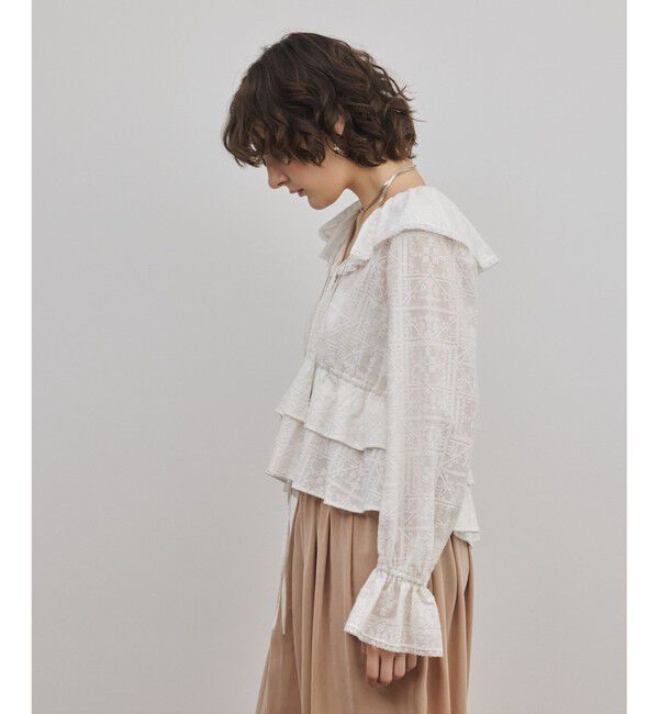 GRACE CONTINENTAL「エンブロイダリーフリルブラウス」|シャツ・ブラウス|