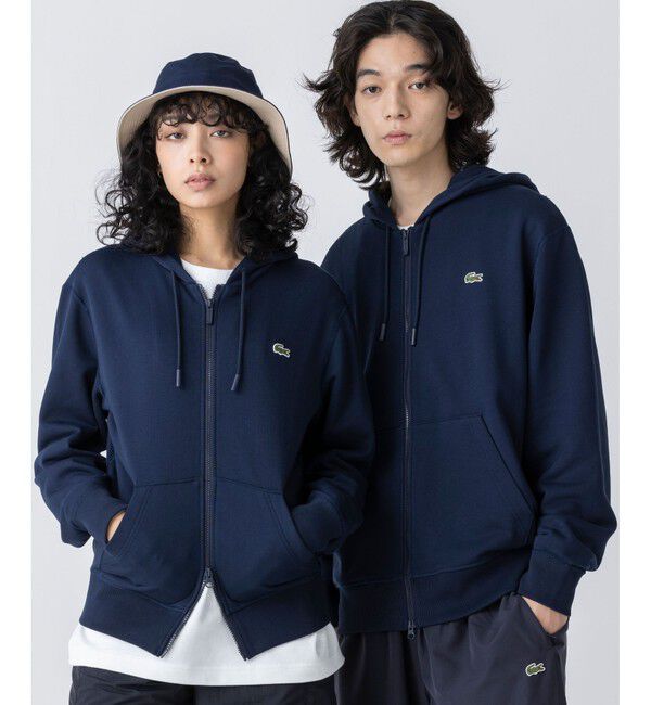 LACOSTE「プレミアムスウェットジップフーディー」|パーカー|ネイビー