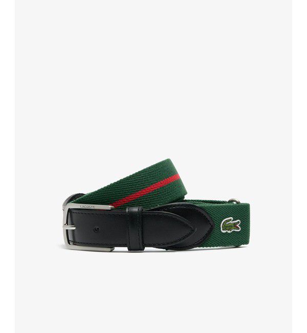 LACOSTE「クラシックボーダーテープベルト」|ベルト|グリーン