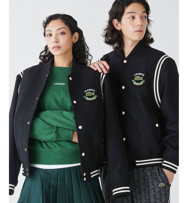 LACOSTE「ウールバーシティジャケット / ウールスタジャン 中綿ブルゾン」|ブルゾン・スタジャン|ブラック