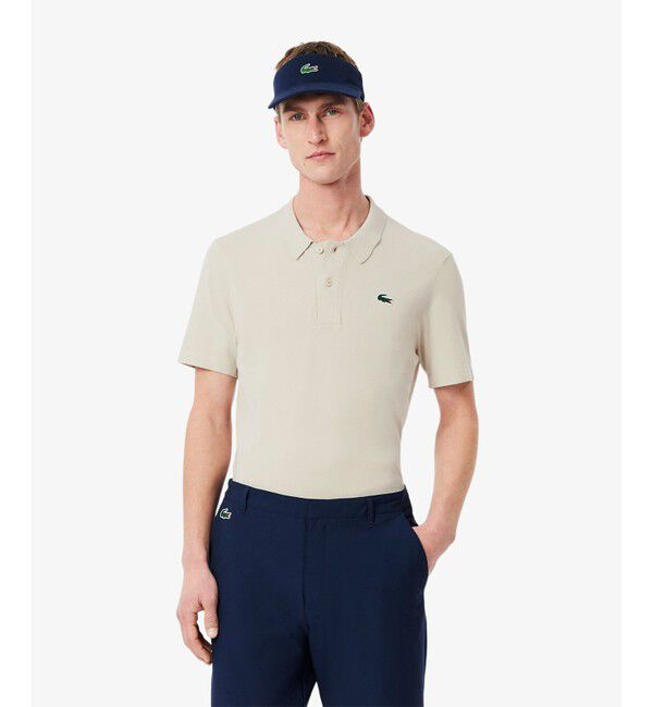 LACOSTE「レーヨン混 ワントーンゴルフポロニット」|ポロシャツ|アイボリー
