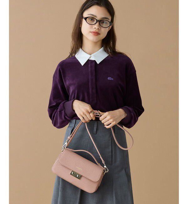 LACOSTE「シャンゼリゼ レザーショルダーバッグ / ハンドバッグ」|ハンドバッグ|