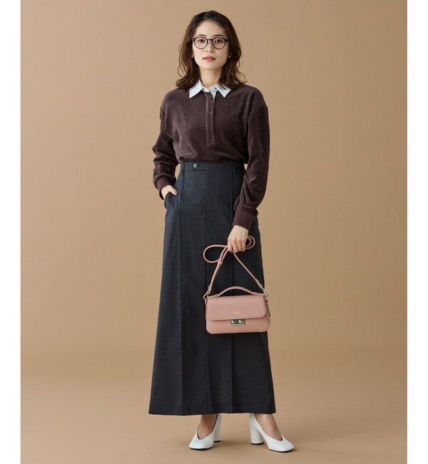 LACOSTE「シャンゼリゼ レザーショルダーバッグ / ハンドバッグ」|ハンドバッグ|