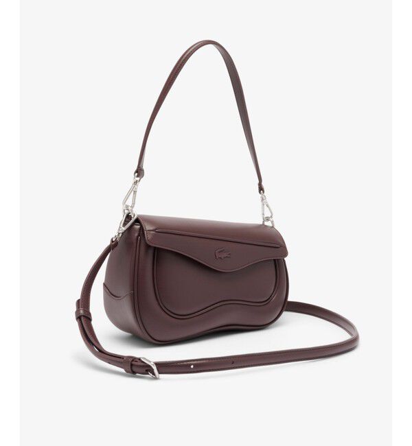 LACOSTE「ローラ カーブラインレザーショルダーバッグ」|ショルダー・メッセンジャー|ブラウン