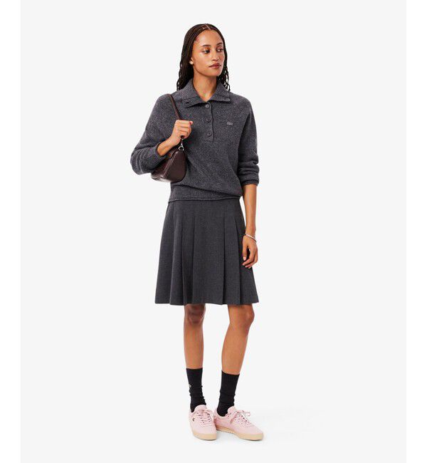 LACOSTE「ローラ カーブラインレザーショルダーバッグ」|ショルダー・メッセンジャー|