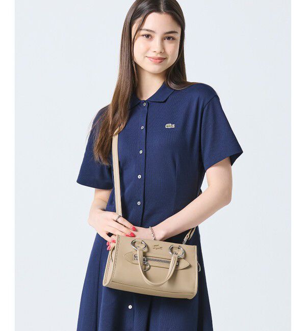 LACOSTE「セリス スモール トップハンドルバッグ」|ハンドバッグ|ベージュ