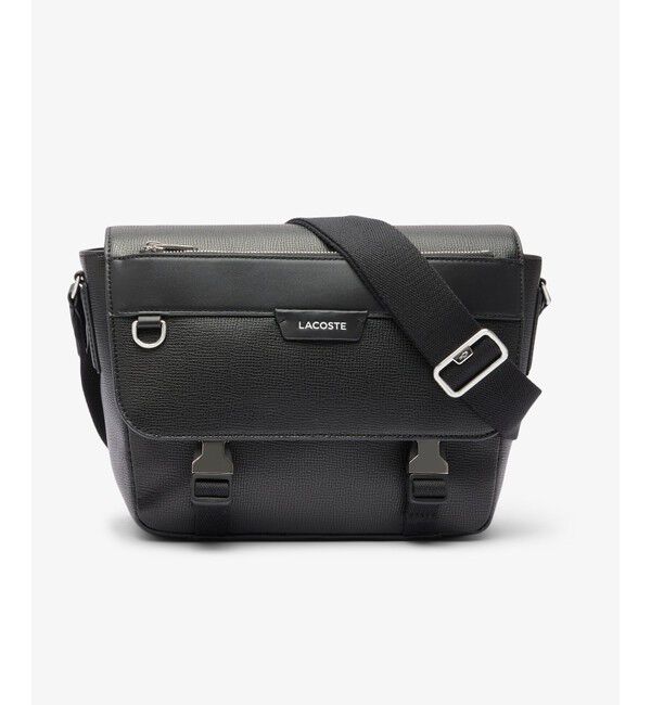 LACOSTE「オシアン レザーフラップ ショルダーバッグ」|ショルダー・メッセンジャー|ブラック