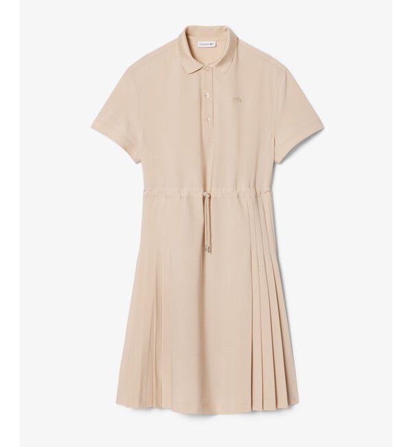 LACOSTE「ウールブレンド サイドプリーツポロドレス」|ワンピース|ベージュ