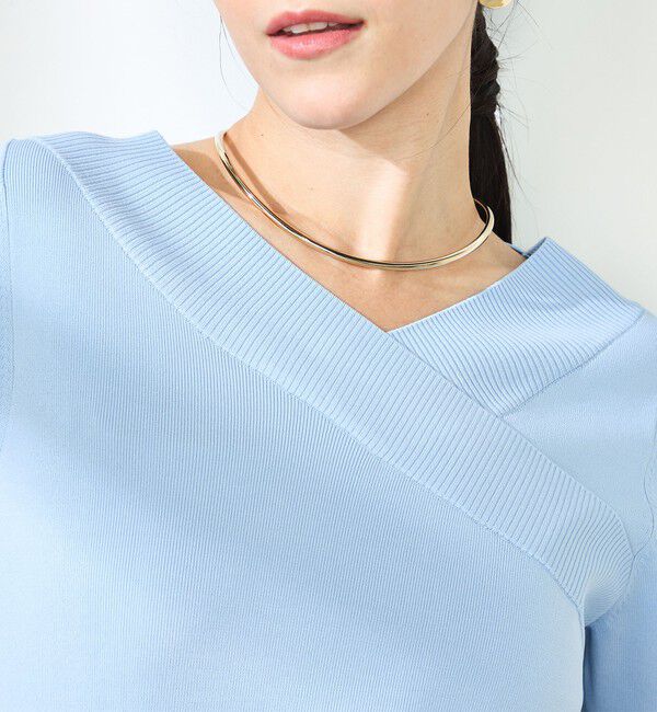 NOLLEY'S sophi「《手洗い可能》カシュクール風5分袖プルオーバーニット」|ニット・セーター|