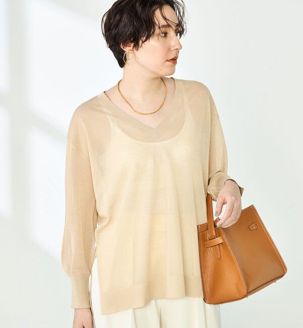 NOLLEY'S sophi「麻混シアーVネックプルオーバーニット」|ニット・セーター|