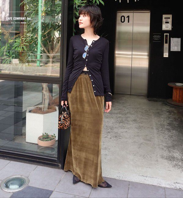 MAQWEL「【MAQWEL/マクウェル】ウォッシャブルベロアロングスカート」|スカート|