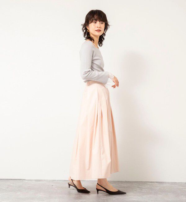 NOLLEY'S sophi「《手洗い可能》袖口レース取り外し可総針スクエアネックプルオーバー」|ニット・セーター|