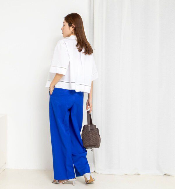 NOLLEY'S「ウォッシャブルはしごレース半袖ショートシャツ」|シャツ・ブラウス|